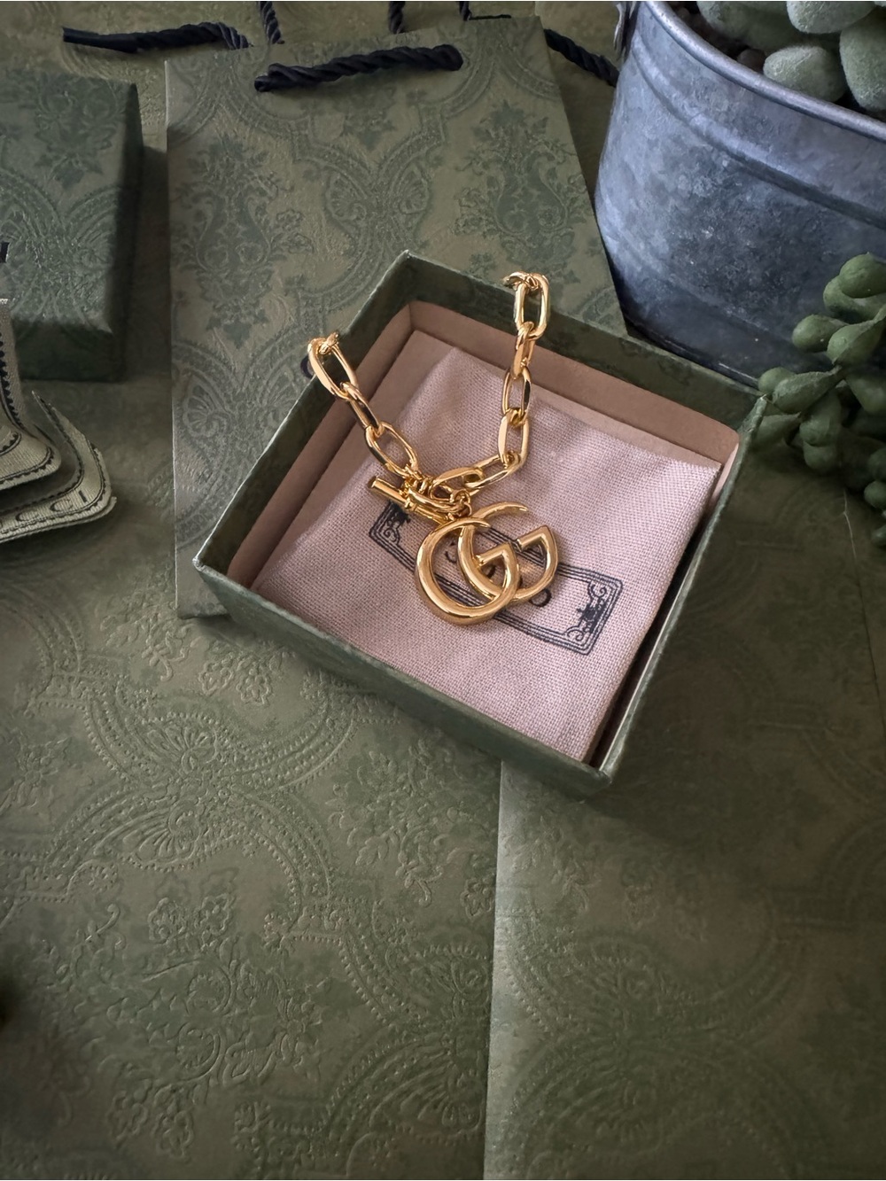 Gucci Gold Link Charm Bracelet